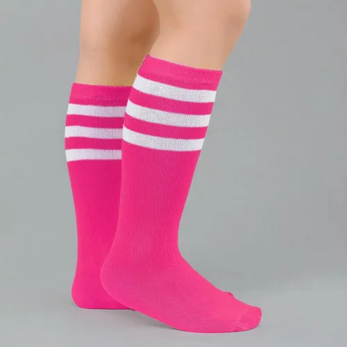 Vista 7 de American Trends Calcetines para niños, hasta la rodilla, uniforme, deportivos, de fútbol, a rayas, para niños y niñas
