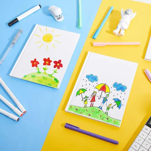 Vista 7 de Henoyso 50 libros blancos de tapa dura en blanco para que los niños escriban historias, 40 páginas de 6 x 8 pulgadas, cuaderno de bocetos en blanco