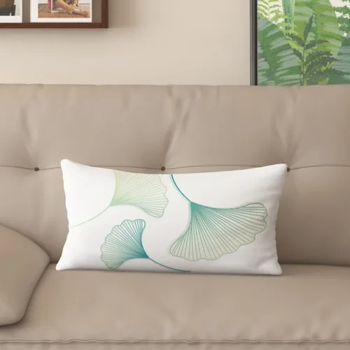 Vista 7 de Funda de almohada de mezcla de algodón y lino de estilo nórdico con patrón de hojas de ginkgo, funda de cojín para sofá del hogar, funda de almohada