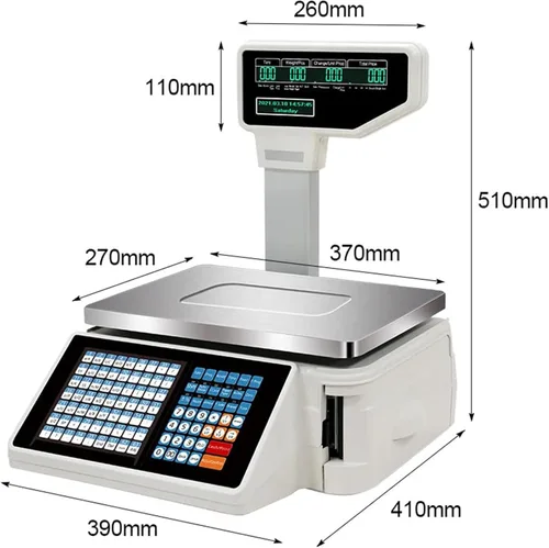 Vista 3 de Balanzas de código de barras digital,Escala de impresión de código de barras,Báscula electrónica de computación de precios digitales con impresora
