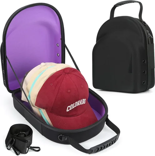 Vista 11 de GERMUN Funda rígida para gorra de béisbol, funda de viaje con correa ajustable para el hombro, funda para 12 gorras de béisbol, perfecta para viajes