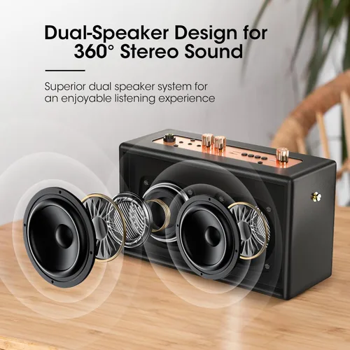 Vista 2 de Máquina de karaoke, altavoz de diseño retro con 2 micrófonos inalámbricos para adultos y niños, sistema de karaoke portátil para fiesta en casa
