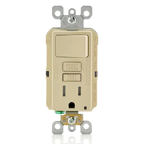 Vista 42 de Leviton SmartlockPro Interruptor con enchufe de doble polo receptáculo, AFTR1-E, 120.0 volts