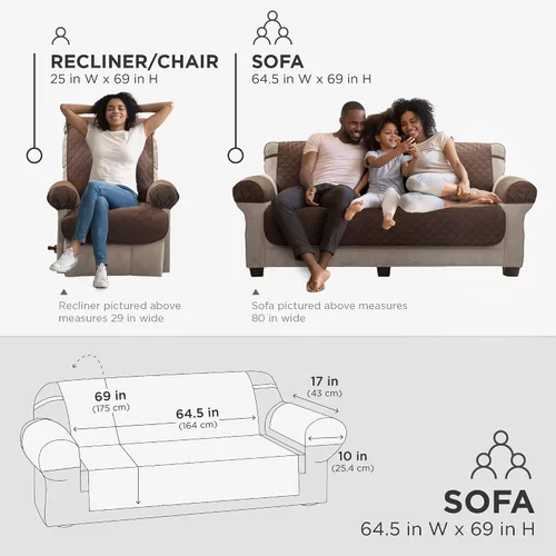 Vista 3 de Zenna Home Funda reversible para muebles, funda para sofá, marrón