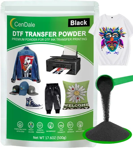 Vista 8 de CenDale DTF Powder Kit, Includes Fine Medium, White Black Digital DTF Transfer Powder for Sublimation, Compatible with DTF and DTG Printers, DTF