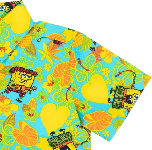 Vista 5 de Nickelodeon Bob Esponja Squarepants - Camisa hawaiana de manga corta con botones