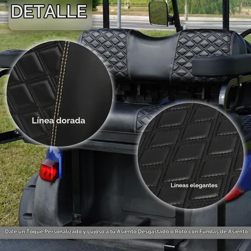 Vista 4 de Fundas de Asiento de Carrito de Golf Delanteras y Traseras Impermeables y Resistentes al Sol de Cuero Vinílico de Grado Marino Accesorios de Negro
