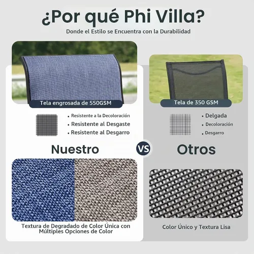 Vista 5 de PHI VILLA Juego de comedor al aire libre para 8, mesa de metal y sillas Azul