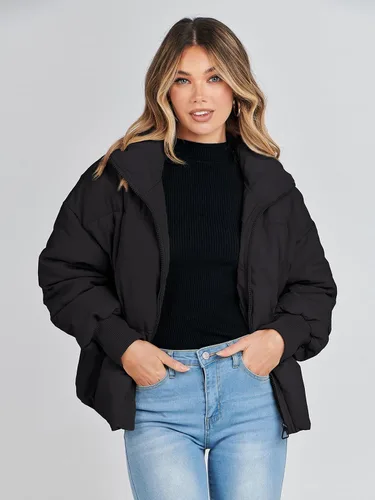 Vista 2 de MEROKEETY Women's Winter Puffer Jacket Long Sleeve Short Warm Quilted Baggy Coats 2025 Outerwear