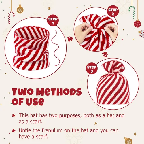 Vista 2 de Sombrero de Navidad de Papá Noel de Century Star para Adultos - Gorro de Invierno Suave de Tejido para Hombres y Mujeres, Fiesta de Vacaciones
