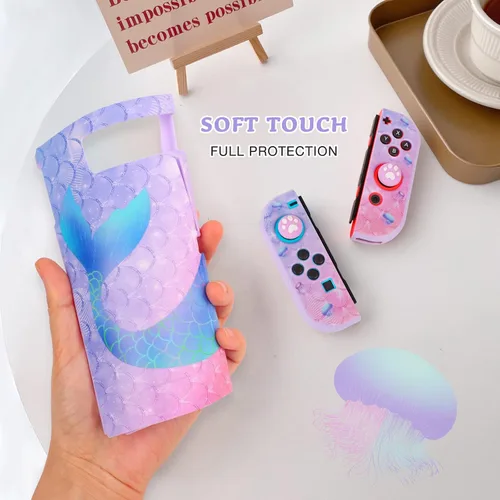 Vista 4 de HOMICOZY Funda rígida de transporte para Nintendo Switch, funda protectora de TPU suave con funda de viaje portátil compatible con Nintendo Switch