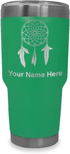 Vista 7 de LaserGram Vaso aislado al vacío de 20 onzas, atrapasueños, grabado personalizado incluido (negro) Engraved Gift, Vacuum Insulated Stainless Steel