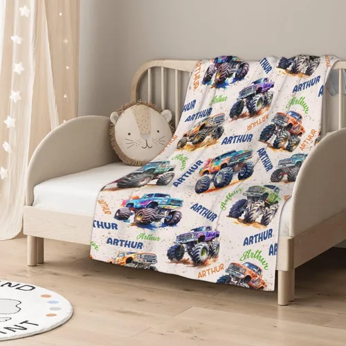 Vista 149 de Manta de bebé con texto en inglés «Just A Boy Who Loves Trucks» para niños y niñas, manta súper suave para envolver al recién nacido, acogedora