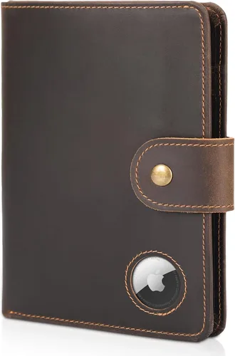 Vista 18 de Polare - Cartera de viaje de piel con bloqueo RFID para hombres y mujeres, Negro -, Cartera con bloqueo RFID