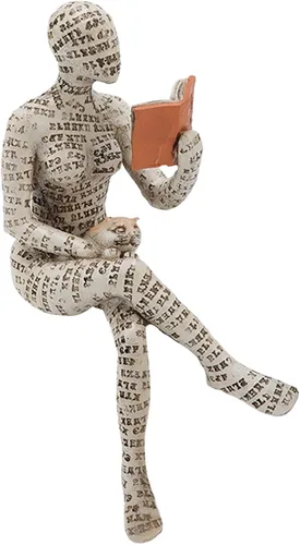 Vista 4 de Figura de mujer de lectura, innovadora estantería de pulpa de lectura para mujer, estatua de pensador para decoración de escritorio de oficina