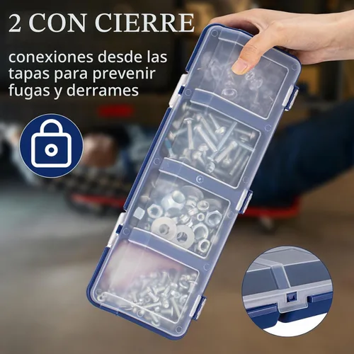 Vista 3 de Hushee - Caja organizadora de 4 tornillos con tapa, 4 compartimentos