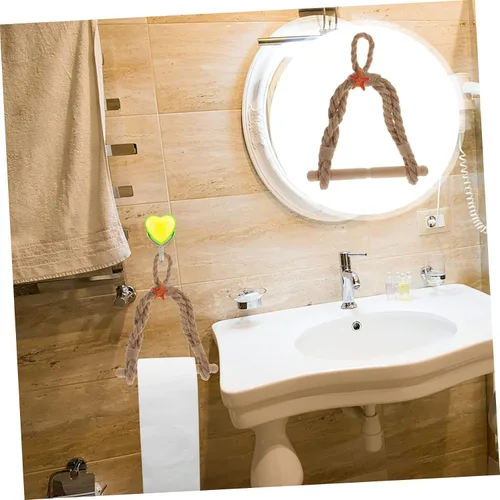 Vista 8 de Soporte para rollo de papel de cuerda náutica, decoración de baño rústico, soporte para papel higiénico con tema oceá
