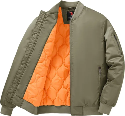 Vista 10 de TBMPOY Men's Winter Bomber Jacket Warm Fall Casual Flight Windbreaker Padded Coats Full Zip Stylish Varsity