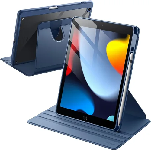 Vista 11 de JETech Funda giratoria para iPad 9/8/7 (10.2 pulgadas, modelo 2021/2020/2019, 9ª/8ª/7ª generación) con soporte para lápiz, rotación de 360 grados