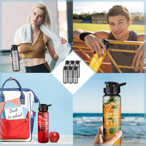 Vista 6 de Pinkunn 12 Pcs Employee Appreciation Gifts Thank You Water Bottles Bulk 24 oz Team Inspirational Gifts Reusable Plastic Sports Bottles with Lids for