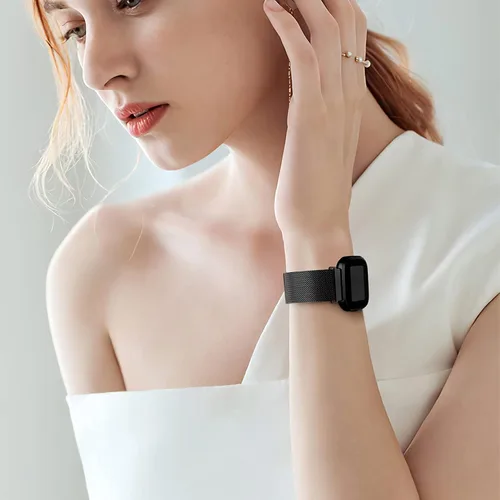 Vista 5 de Maledan Correa de metal compatible con Fitbit Versa 2 correas para hombres y mujeres, accesorios de repuesto de malla de acero inoxidable ajustable