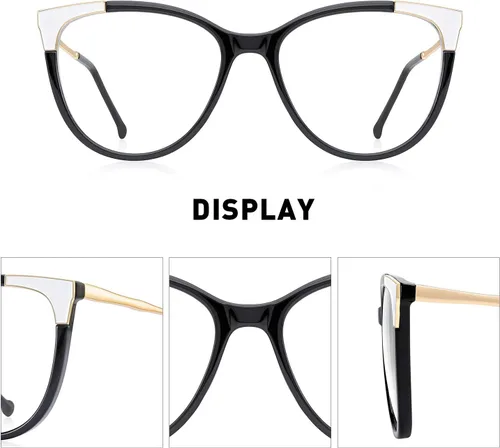 Vista 3 de Cateye - Lentes de bloqueo de luz azul para mujer, antifatiga ocular, lentes transparentes anti UV