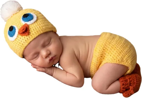 Vista 9 de Accesorios de fotografía para bebés recién nacidos, accesorios para sesión de fotos, trajes de ganchillo de punto unisex lindo sombrero pantalones