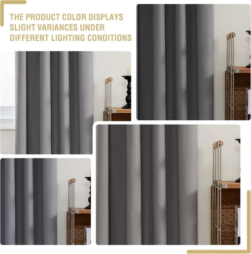 Vista 5 de H.VERSAILTEX Cortinas 100% de opacidad para cocina, con aislamiento térmico, cortinas opacas completas con forro blanco, cortinas de eficiencia