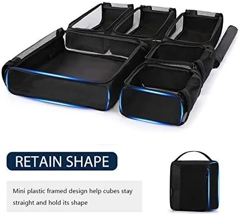 Vista 2 de BAGSMART - Juego de 7 cubos de embalaje para artículos esenciales de viaje, bolsas organizadoras ligeras de equipaje con bolsa para zapatos