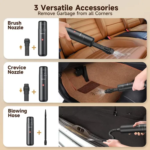 Vista 3 de Chuboor Mini aspiradora, potente aspiradora de mano recargable inalámbrica para polvo, arena, migas, ultraligera y portátil para el hogar