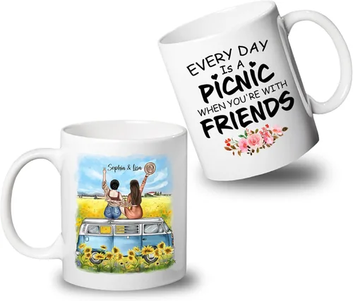Vista 13 de Taza de café personalizada de la amistad para mejor amiga, regalo de taza del día de Galentine, regalo de taza de Navidad, taza de café