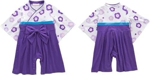 Vista 8 de Traje de kimono japonés para bebé, traje de algodón para niñas, disfraz de estilo japonés para niños, con 2 pares de calcetines