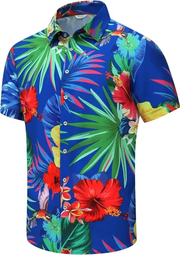 Vista 42 de SheLucki - Camisa hawaiana para hombre, unisex, de manga corta, con botones, para la playa y el verano, ropa casual estampada con sombra de palmas