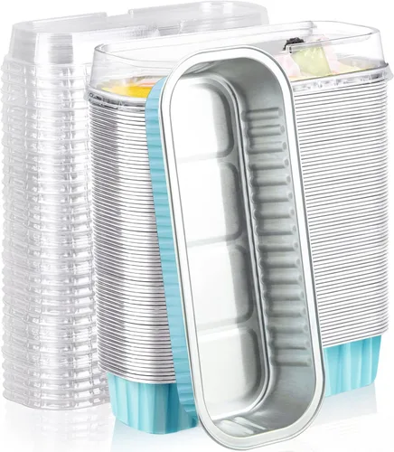 Vista 11 de EUSOAR Forros para magdalenas con tapas, 30 unidades de ramekins de papel de aluminio de 6.8 oz, mini moldes para pan de aluminio desechables