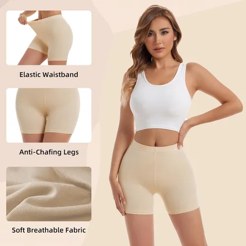 Vista 2 de Vinconie Pantalones cortos para mujer, leggings cortos debajo de los vestidos, ajustados debajo de los pantalones cortos