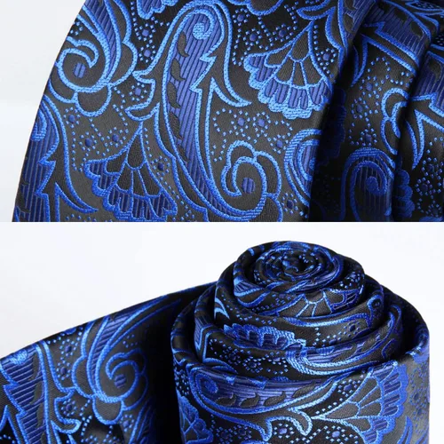 Vista 199 de HISDERN Corbatas para hombre, corbata de cachemira y bolsillo cuadrado tejido clásico floral para hombre, corbata de fiesta de boda