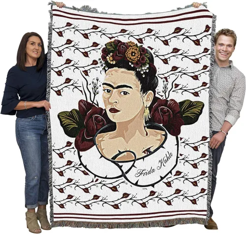 Vista 11 de Pure Country Weavers Frida Kahlo - Manta de mujer hermosa – Tapiz de regalo tejido de algodón – Fabricado en los Estados Unidos (72 x 54 pulgadas)