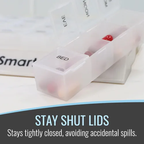 Vista 4 de HealthSmart Organizador semanal de pastillas 3 veces al día, organizador de medicamentos para mañana, mediodía, noche y noche, organizador