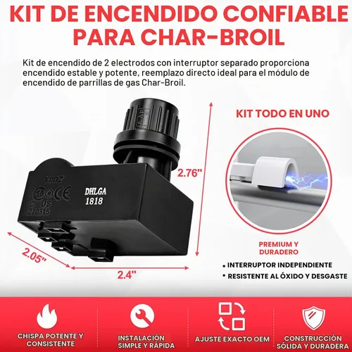 Vista 3 de Kit de encendido electrónico de 2 salidas para Char-Broil G511-0055-W1 2