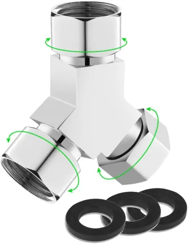 Vista 22 de Adaptador desviador de agua, 4 vías X1, conector de manguera G1/2", latón cromado, plata