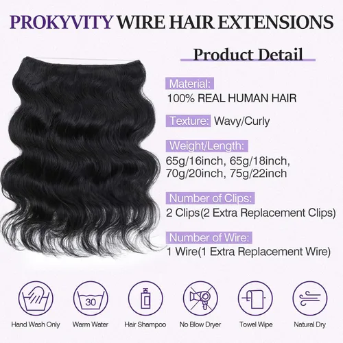 Vista 7 de Extensiones de cabello humano real, extensiones de cabello humano 100 % humano, extensiones de clip, ondulado, negro azabache 01, 2.46 oz/18 pulgadas