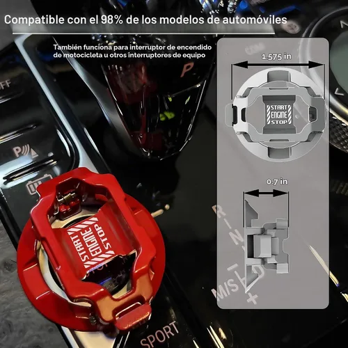 Vista 4 de Cubierta para botón de arranque a presión del motor del automóvil, cubierta para botón de arranque, cubierta de botón de encendido, protector