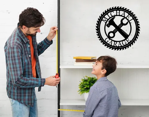 Vista 5 de Letreros de garaje personalizados para hombres, letreros de garaje para marido, regalo personalizado, taller, monograma para hombre, decoración