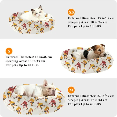 Vista 6 de Pet Dog Bed Removable & Washable Fluffy Kitten Beds for Extra Small Size Pets Sleeping XS Hockey Players Beige