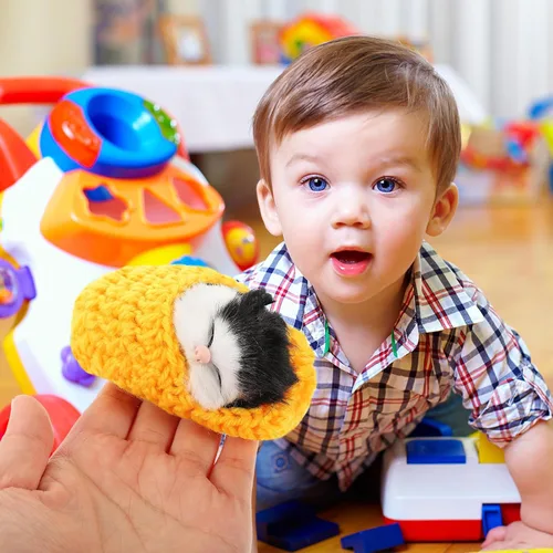 Vista 4 de Ciieeo Gato dormido en zapatilla de juguete con sonidos de maullidos mini gatito en decoración de zapatos para niños y niñas para fiestas de Navidad