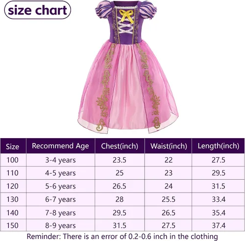 Vista 7 de Purple Princess Dresses for Girls Toddler Costume for Girls Kids Dress Up clothes with Accessories Birthday Cosplay Christmas