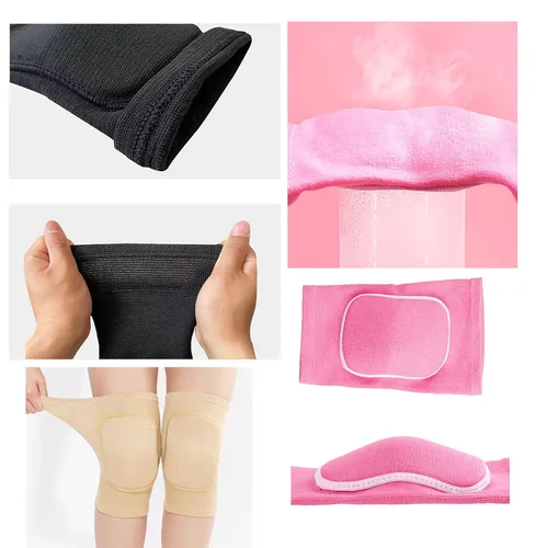 Vista 3 de YYaaloa Rodilleras de esponja transpirable flexible y elástica para voleibol, baile, fútbol, yoga, baloncesto y patinaje (M, negro, 1 par)