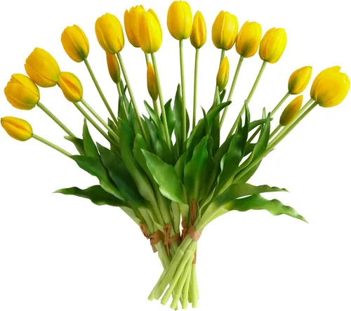 Vista 11 de Flores artificiales, 20 piezas tulipanes falsos de tacto real, tulipanes de látex sintético con caja de regalo, ramos de tulipanes sintéticos
