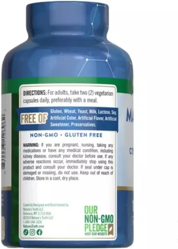 Vista 2 de Nature's Truth Mezcla de magnesio con vitamina B-12 – Citrato, glicinato y aspartato – Apoya la salud muscular, nerviosa y energética