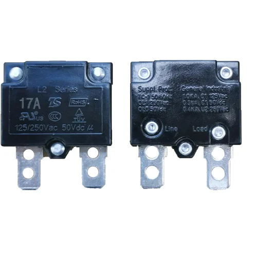 Vista 2 de 2 unids 17A 125/250Vac 50Vdc reinicio automático relé fusible interruptor térmico interruptor interruptor circuito protector de sobrecarga